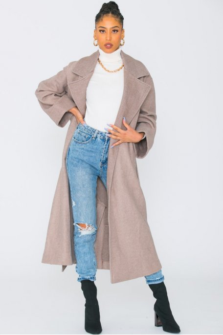 manteau long gris femme