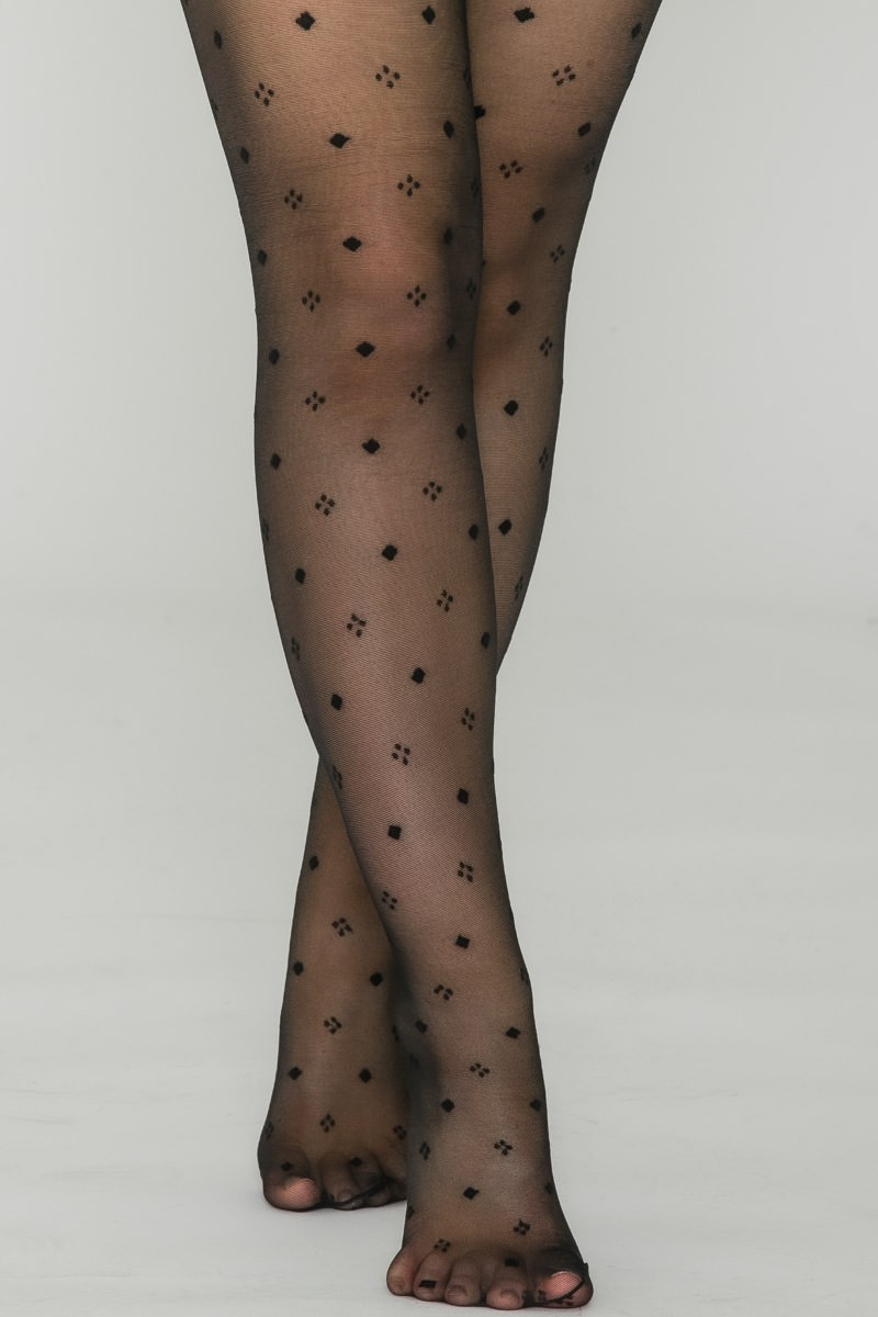 Small patterned black tights - Cinelle Paris, fashion women.