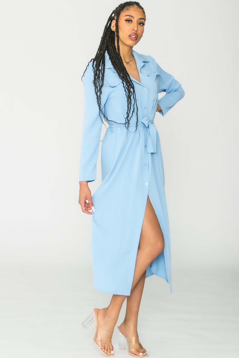 robe chemisier fluide longue