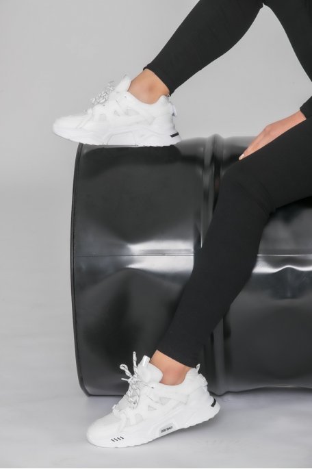 Sneakers bi-matière blanc