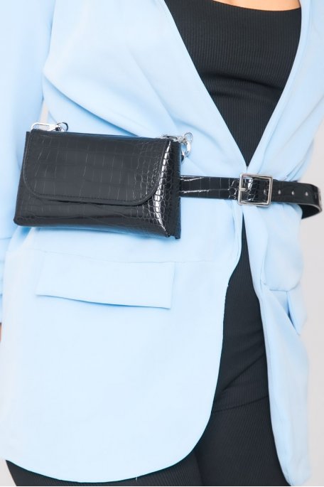 Black crocodile effect belt pouch