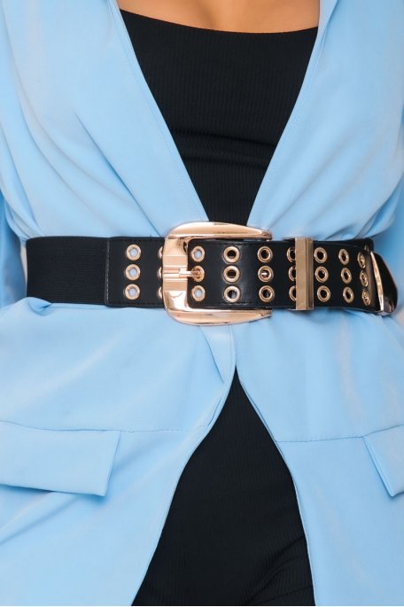 Black gold buckle belt