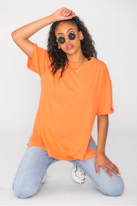 Orange plain split tee