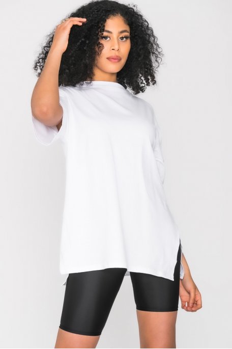 Tee-shirt fendu uni blanc