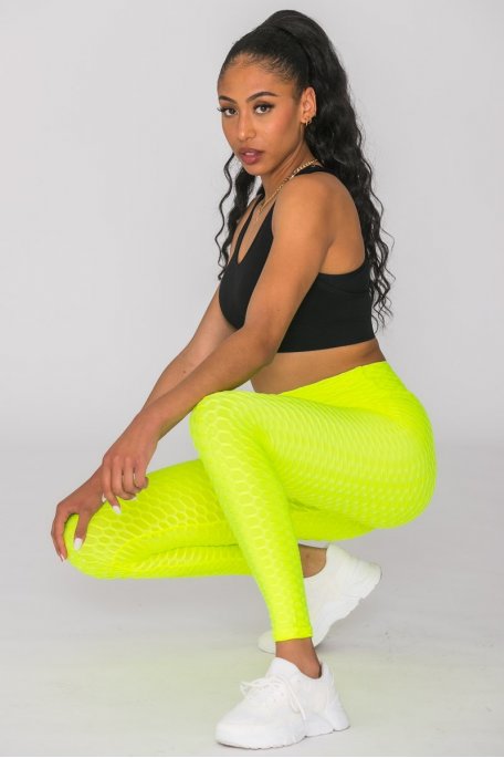 Legging sport alvéolé jaune fluo