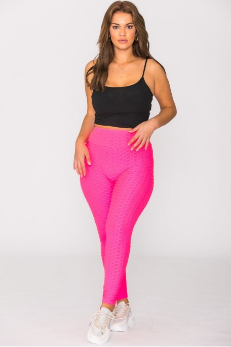 Legging sport alvéolé rose fluo