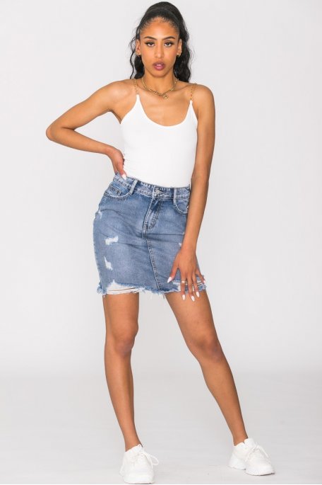 Zerrissener Jeansrock blau