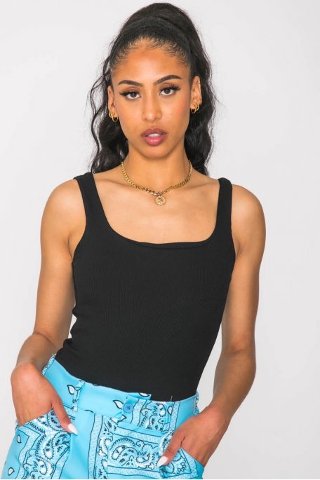 Black ribbed bodysuit