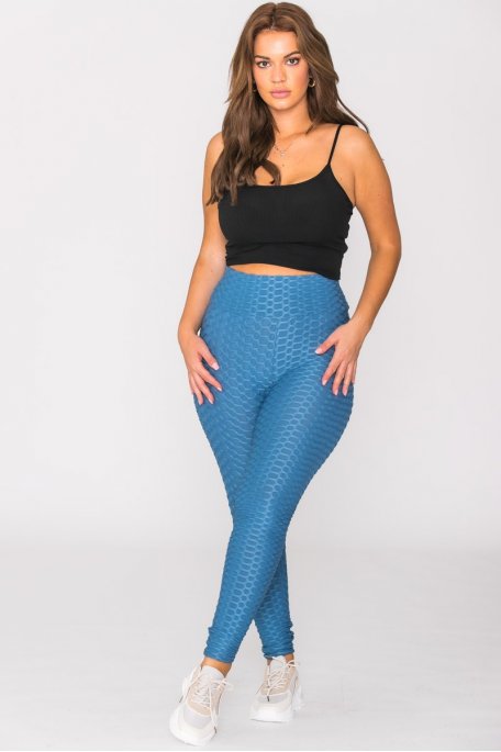 Sporty blue honeycomb leggings