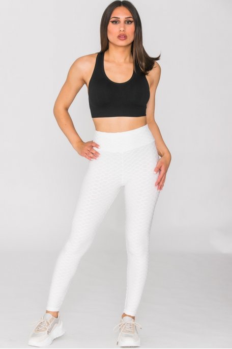 White honeycombed sport leggings