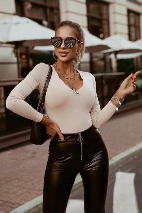 Legging simili on sale cuir zippé