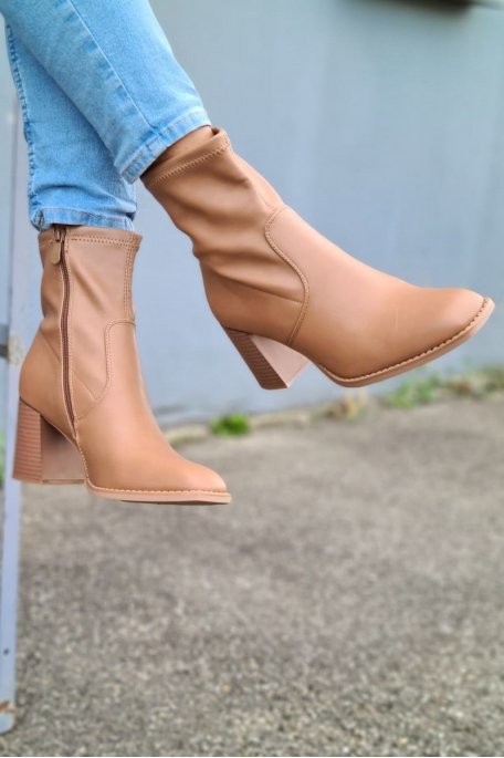 Camel imitation heels boots