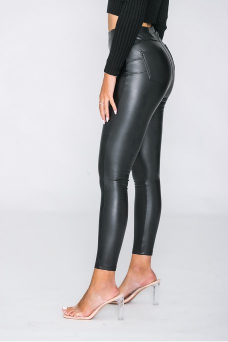 Legging imitation leather push up black
