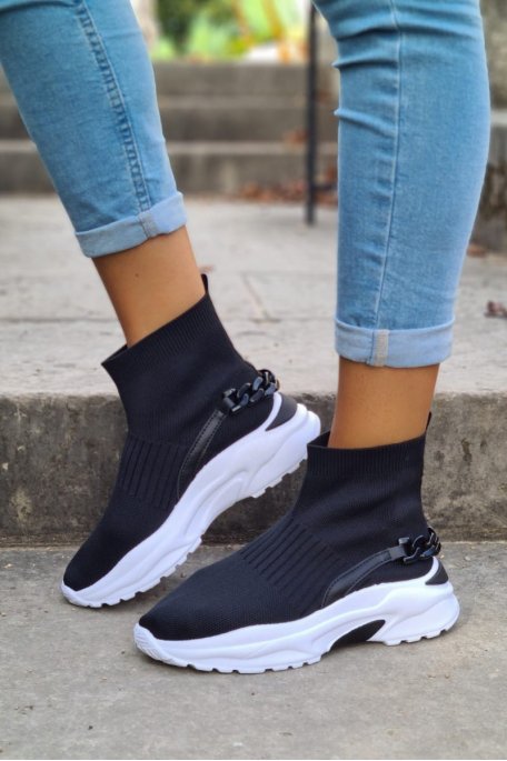 Black chain socks sneakers