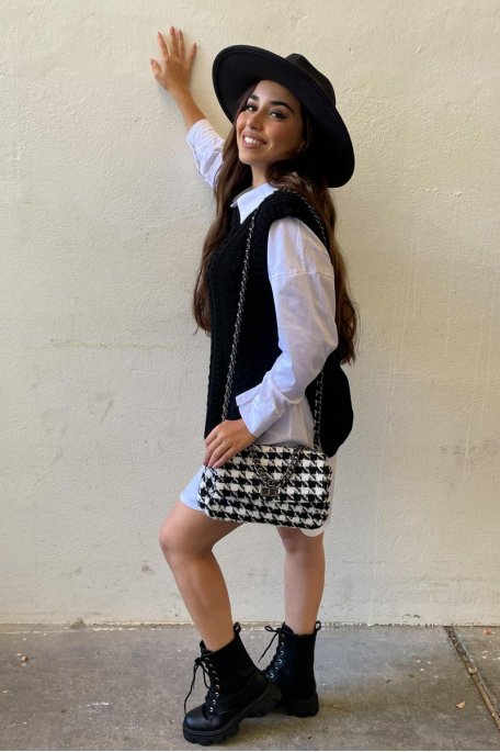Black houndstooth handbag