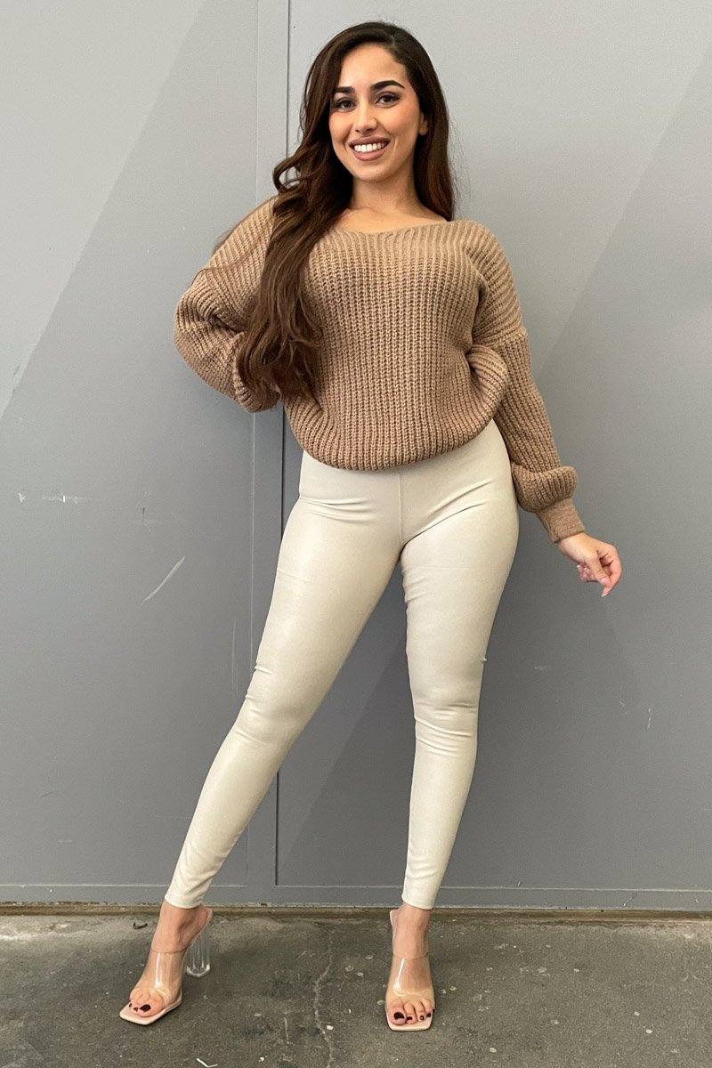 Legging femme beige deals