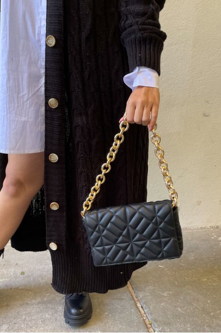 Black chain quilted handbag