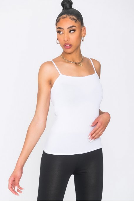 Basic tank top with thin straps white