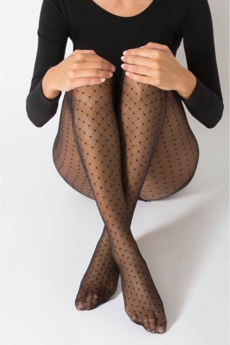 Collant noir 40 deniers quadrillé - Cinelle Paris, mode femme tendance