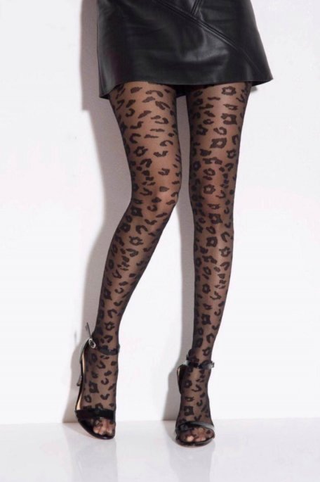 Collants léopard noir