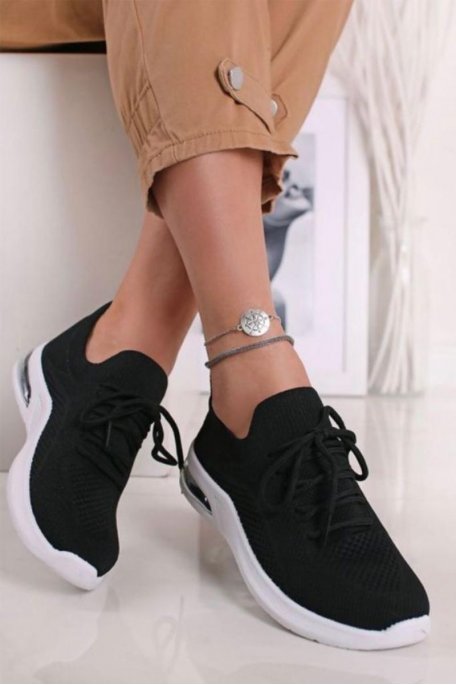 Baskets chaussettes à lacets noir