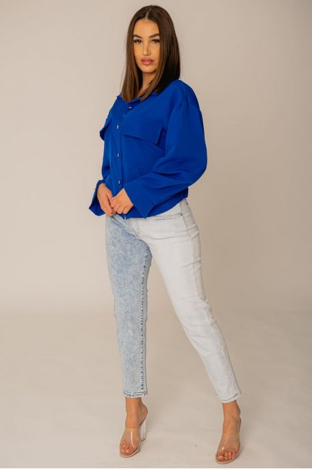 Jean bicolore délavé bleu