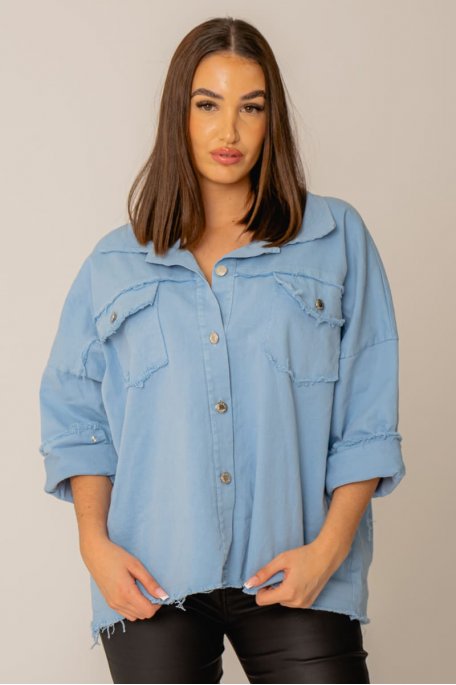 Chemise en jean oversize effilée bleu