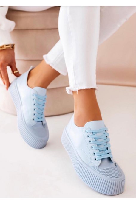 Sneakers aus Kunstleder mit dicker Sohle blau