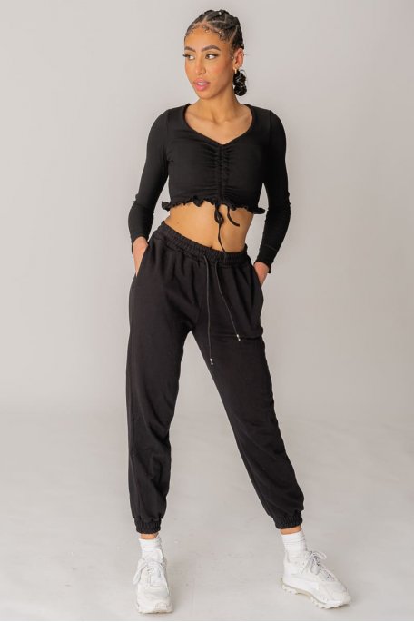 Pantalon jogging noir femme