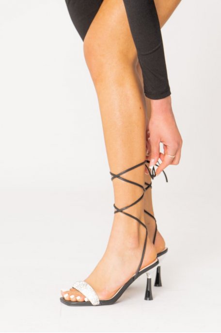 Sandale a sales talon strass
