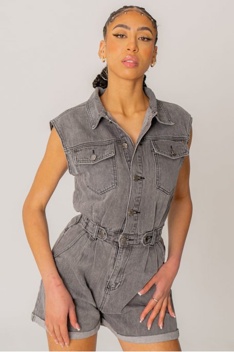Ärmelloser Jeans-Combi grau