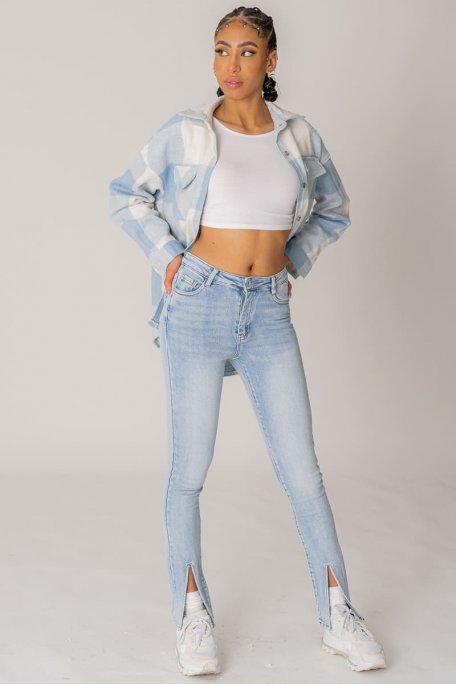 Jean fendu bleu clair