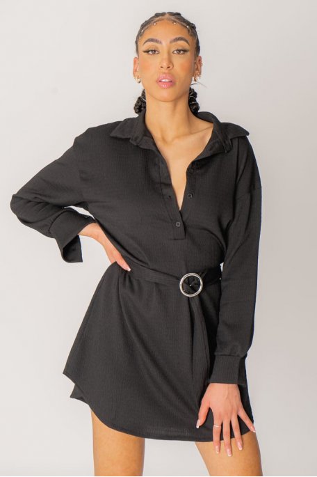 Robe courte ceinturée noir