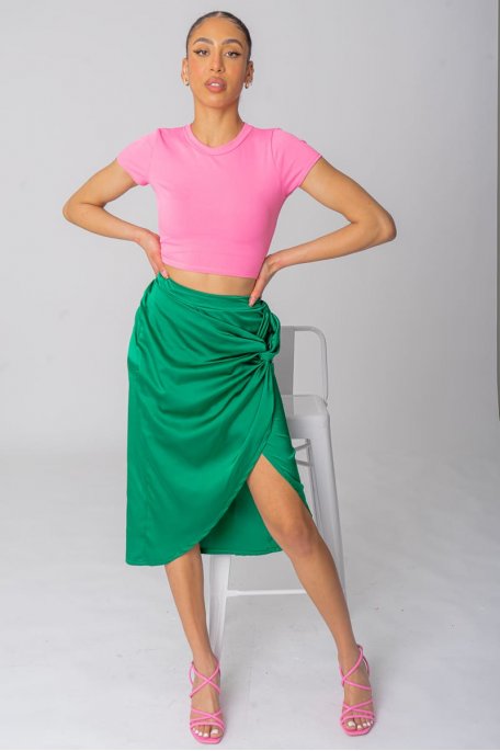 Green satin bow skirt