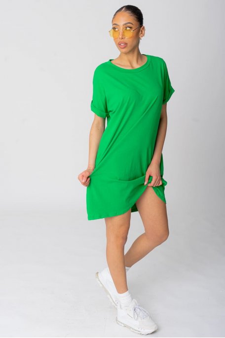 Robe tee-shirt ourlet vert