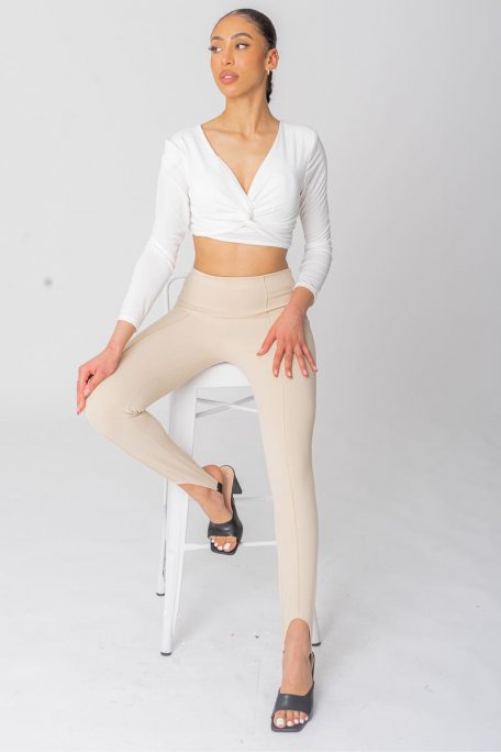 Spindle pants with beige piping