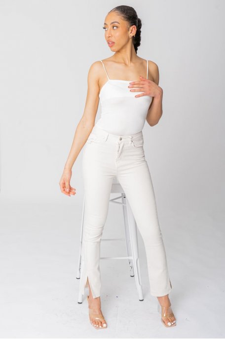 Beige high waist regular jeans