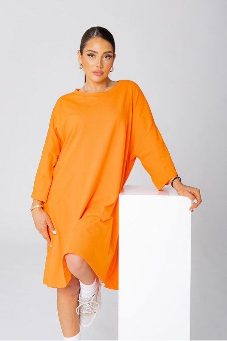 Robe tee-shirt oversize orange