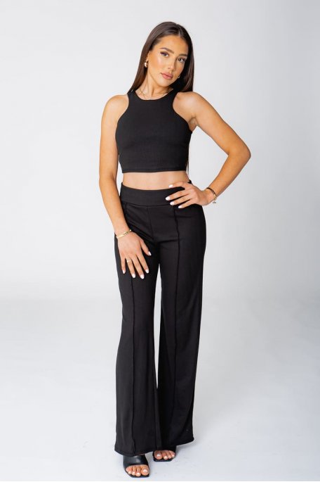 Black ribbed tank top and pants set