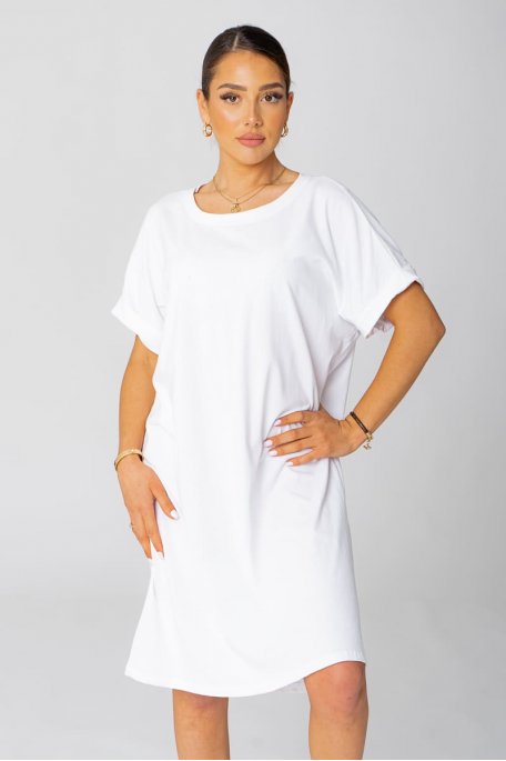 Robe tee-shirt ourlet blanc