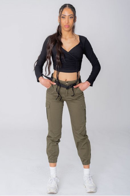 Khaki clip-on cargo pants