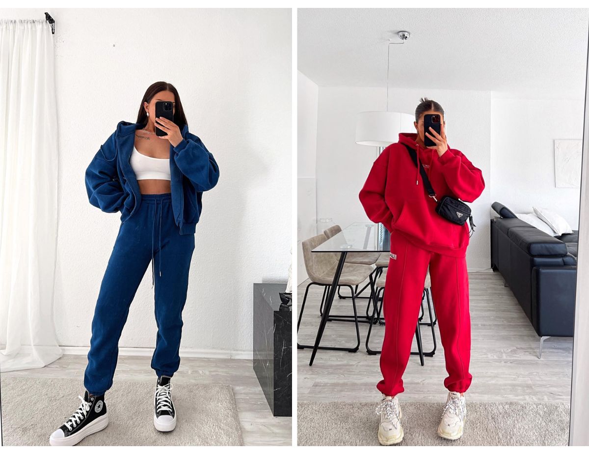 Ensemble de jogging bleu et rouge